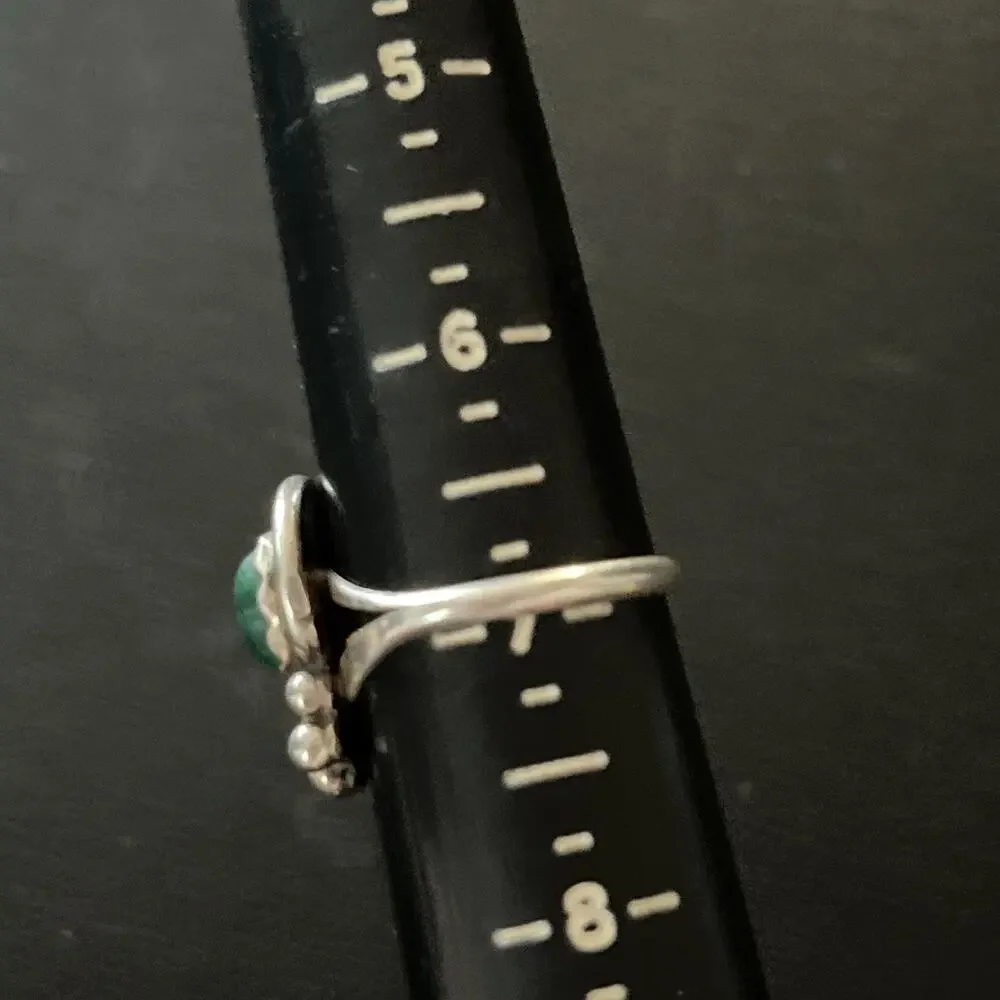 Vintage Navajo Southwestern Malachite Sterling Silver Ring & Earrings Set “EVA”